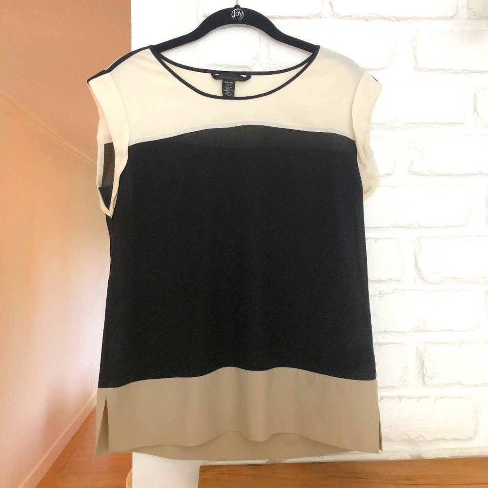 Kenneth Cole Color Block Cap Sleeve Blouse
